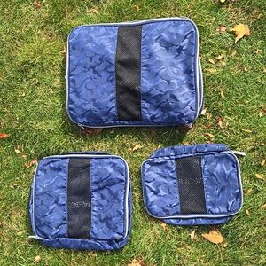 TRAVEL ▪︎ Organizers, 3 Travel Bags, Blue Camoflage, New